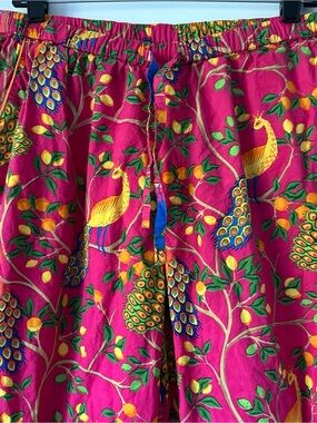 Denise Rae Pajama Pant Women Size M Fearless Peacock Print Organic Luxury Boho